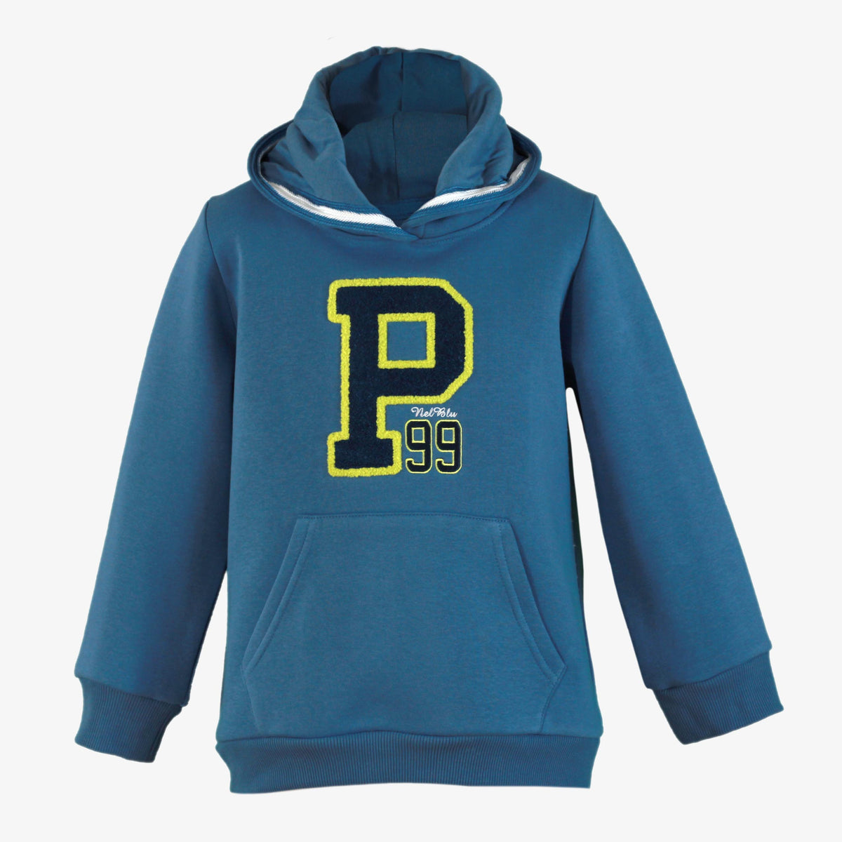 Teal Varsity Hoodie with Chenille Patch for Boys