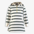 Striped Half-Zip Hooded Sweatshirt Dress with Floral Lining for Girls
