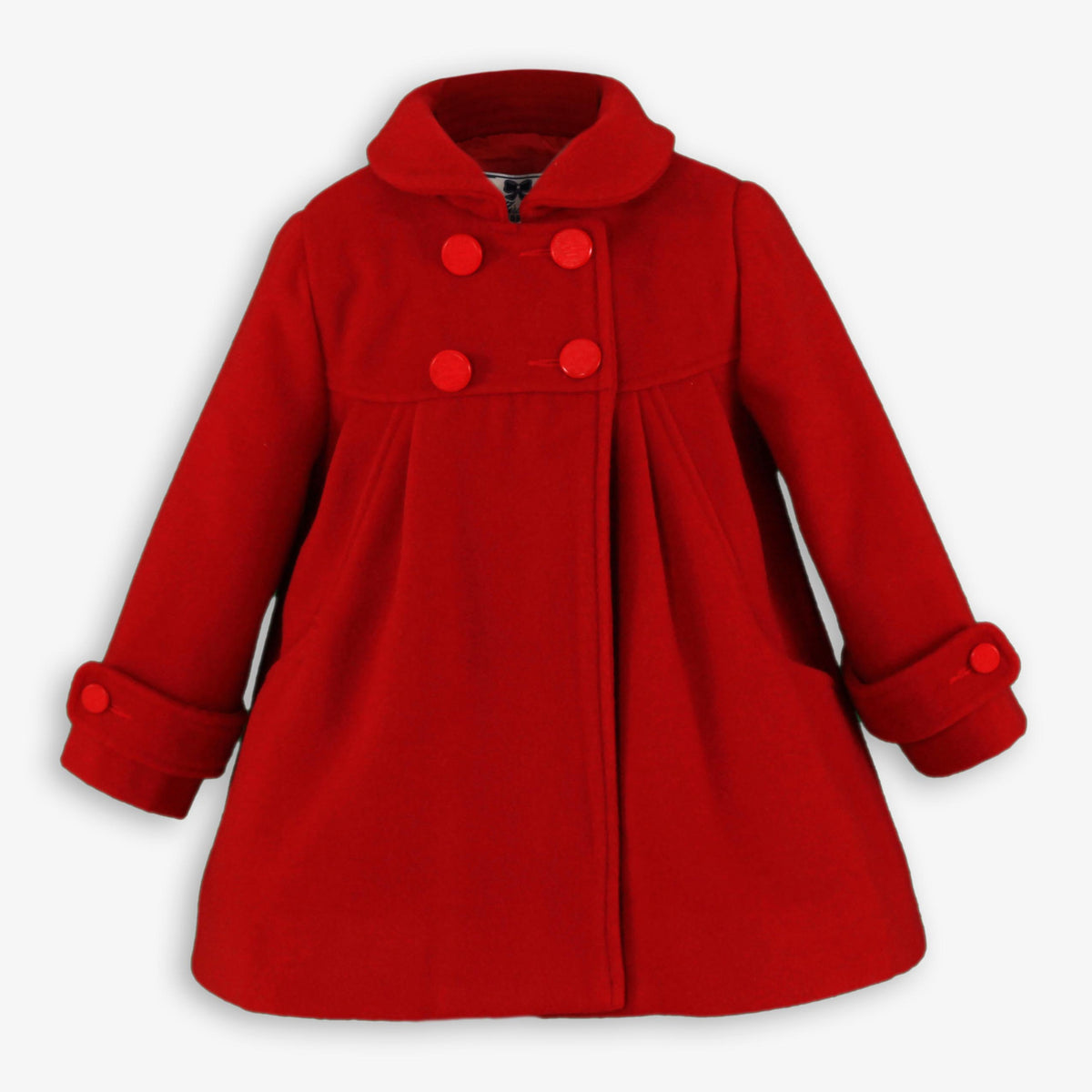 Double-Breasted A-Line Coat in Red & Navy for Baby Girls