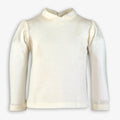White Long-Sleeve Peter Pan Collar Top for Girls