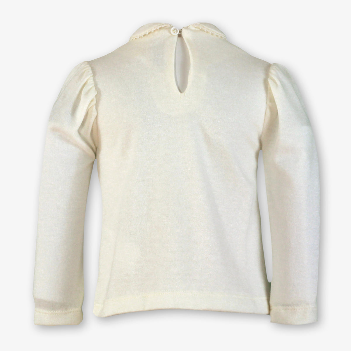White Long-Sleeve Peter Pan Collar Top for Girls