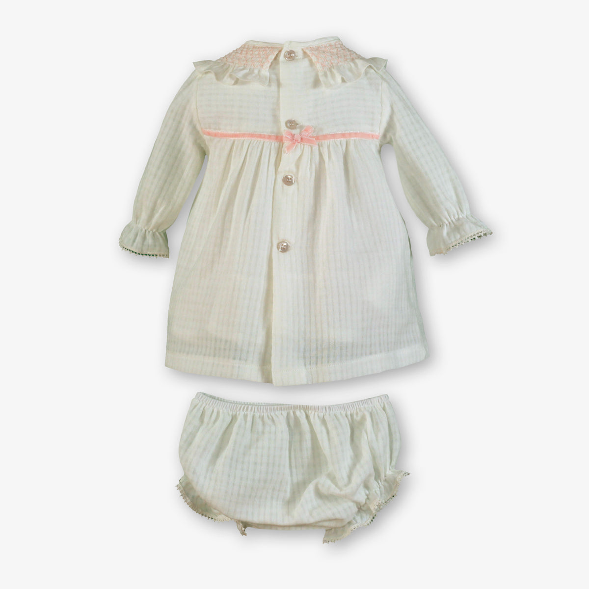 Smocked Collar Dress, Bloomer & Bonnet Set – Baby Girl