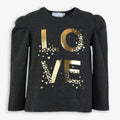 Charcoal Gold Foil LOVE Long-Sleeve Tee for Girls