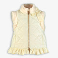 Cream Quilted Vest with Faux Fur Collar for Girls