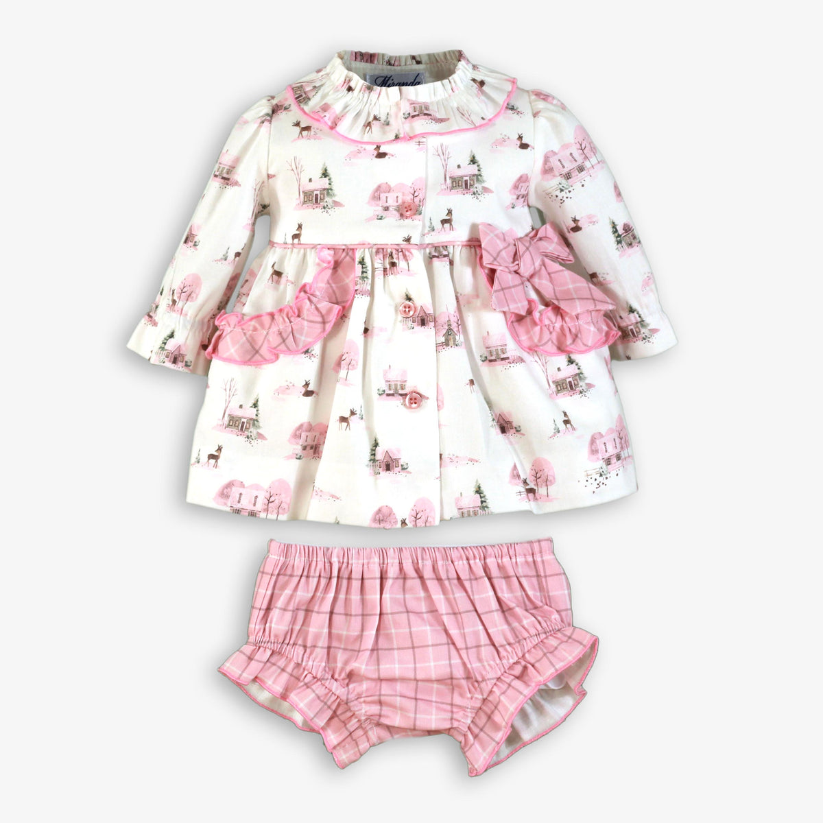 Winter Village Print Dress & Bloomer Set
