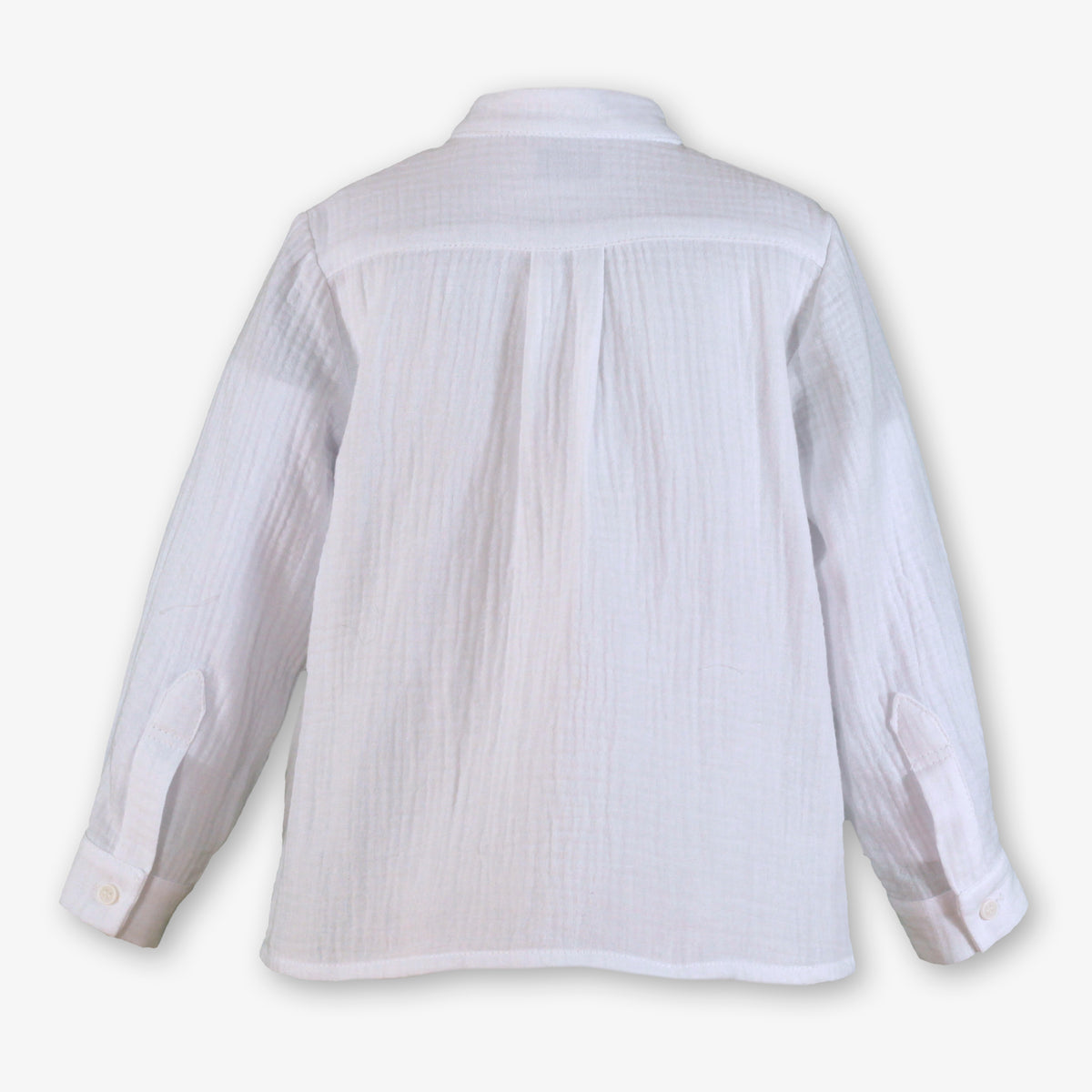 White Muslin Mandarin Collar Shirt for Boys