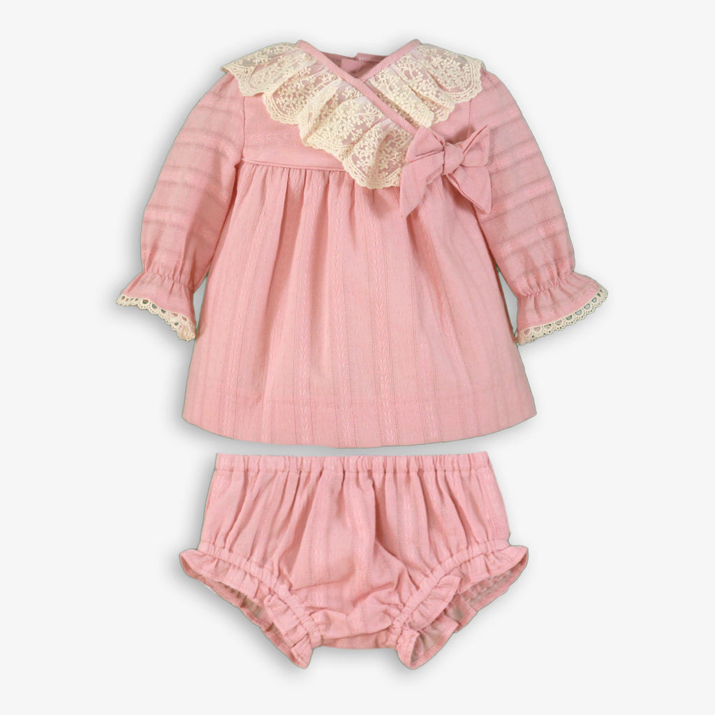 Lace Collar Long-Sleeve Dress & Bloomer Set – Baby Girl