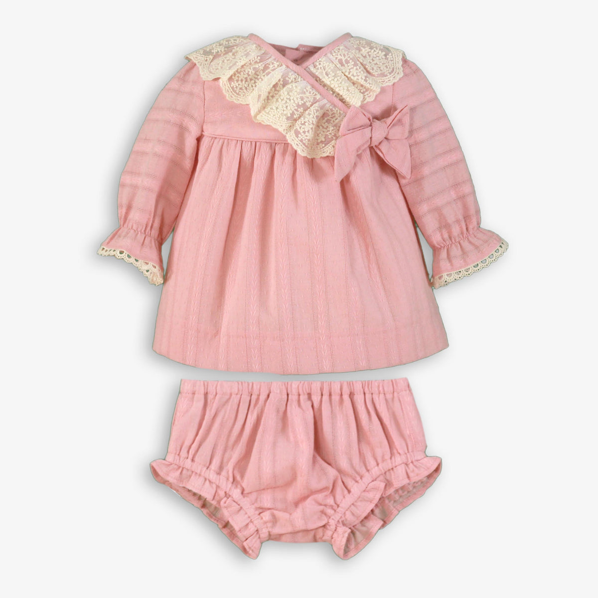 Lace Collar Long-Sleeve Dress & Bloomer Set – Baby Girl