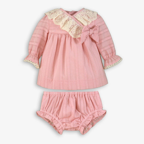 Lace Collar Long-Sleeve Dress & Bloomer Set – Baby Girl