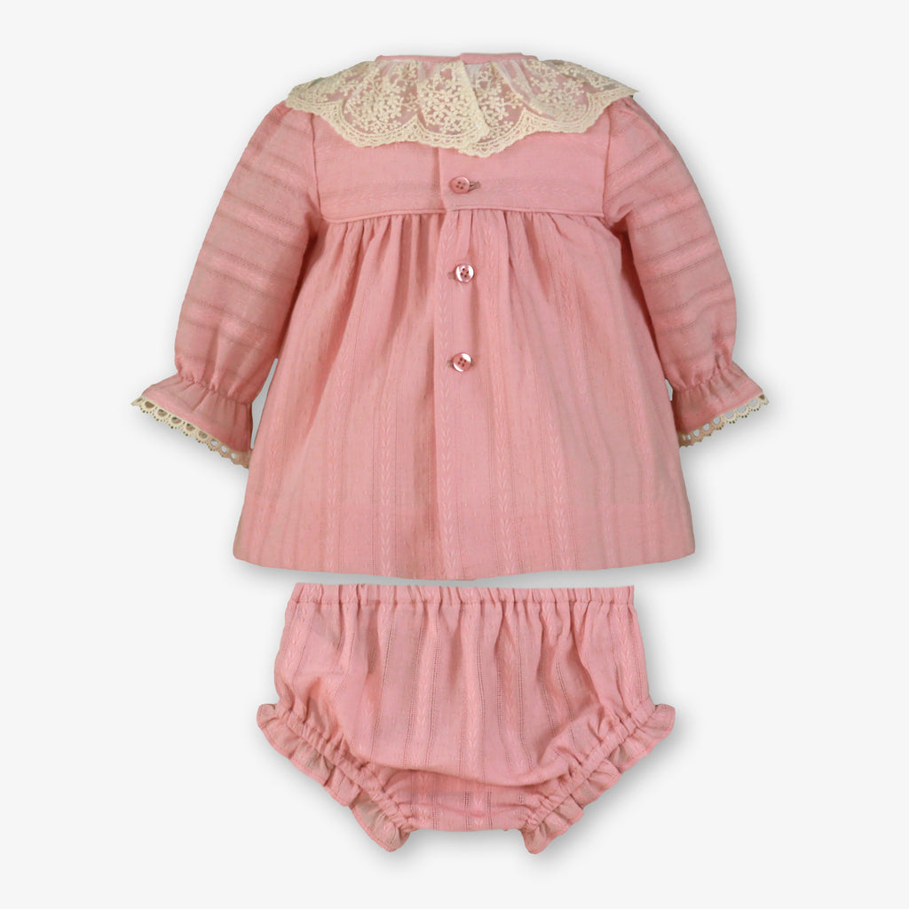 Lace Collar Long-Sleeve Dress & Bloomer Set – Baby Girl