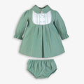 Sage Green Collared Dress & Bloomer Set
