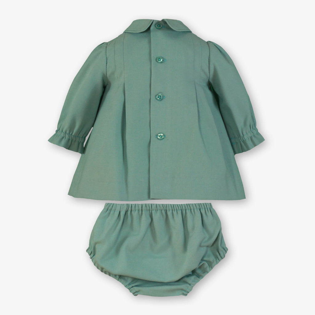 Sage Green Collared Dress & Bloomer Set