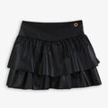 Black Faux Leather Tiered Ruffle Skirt for Girls