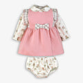 Pink Quilted Farm Animal Print Dress & Bloomer Set