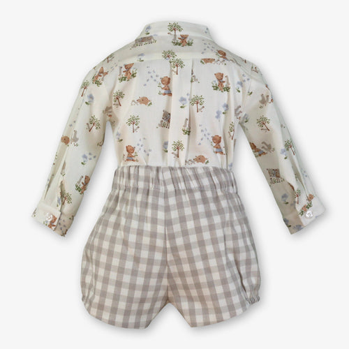 Baby Boy 2-Piece Farm Animals Shirt & Gingham Shorts Set