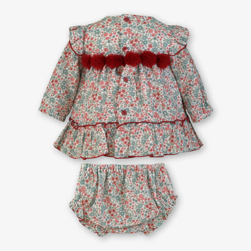 Floral Print Pom-Pom Dress Set – Baby Girl
