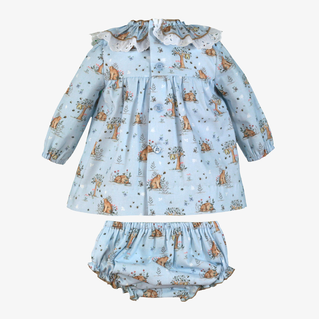 Honey Bear Print Dress & Bloomer Set