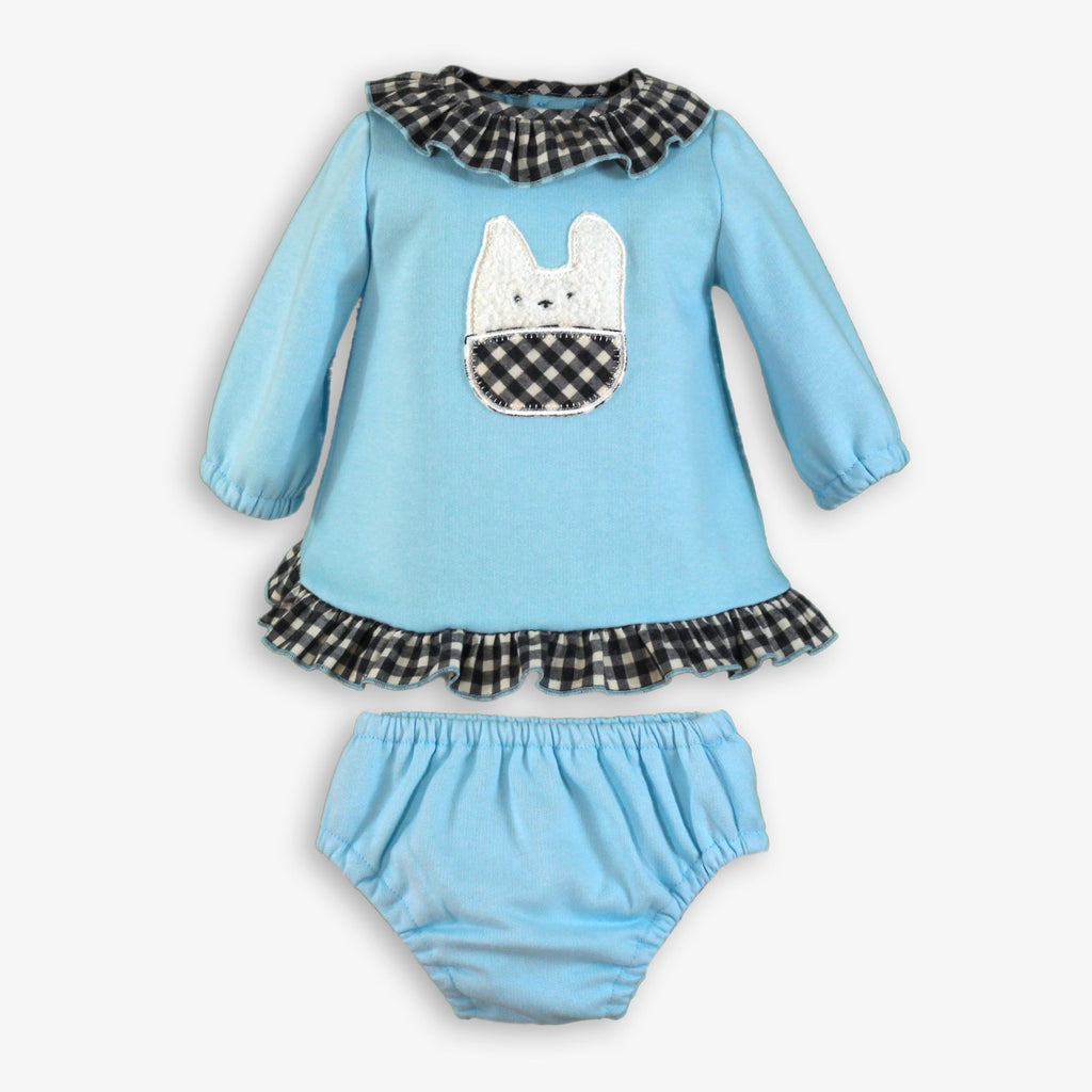 Blue Bunny Pocket Dress & Bloomer Set