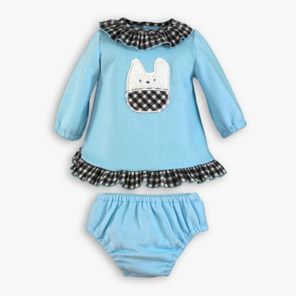 Blue Bunny Pocket Dress & Bloomer Set
