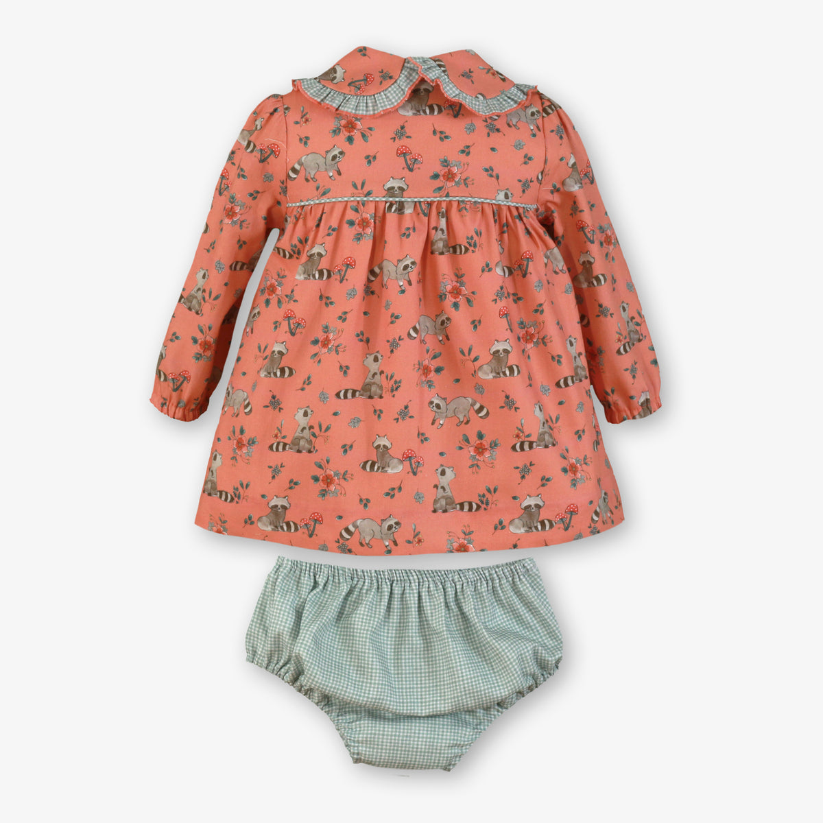 Raccoon & Floral Print Coat Dress & Bloomer Set – Baby Girl