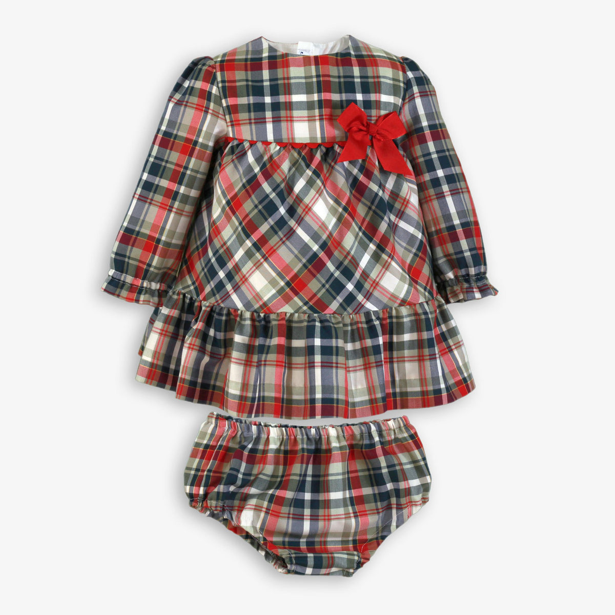 Red & Green Tartan Plaid Dress & Bloomer Set