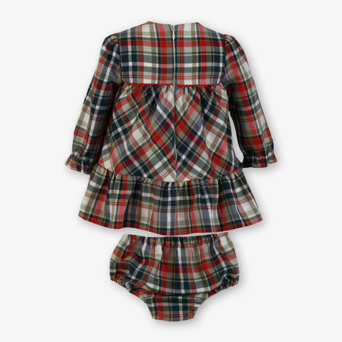 Red & Green Tartan Plaid Dress & Bloomer Set