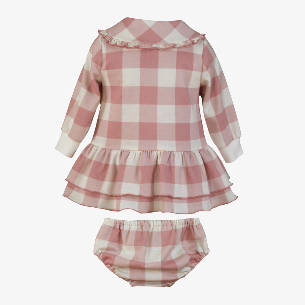 Pink Gingham Ruffle Dress & Bloomer Set
