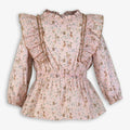 Pink Woodland Animals Ruffle Peplum Blouse for Girls