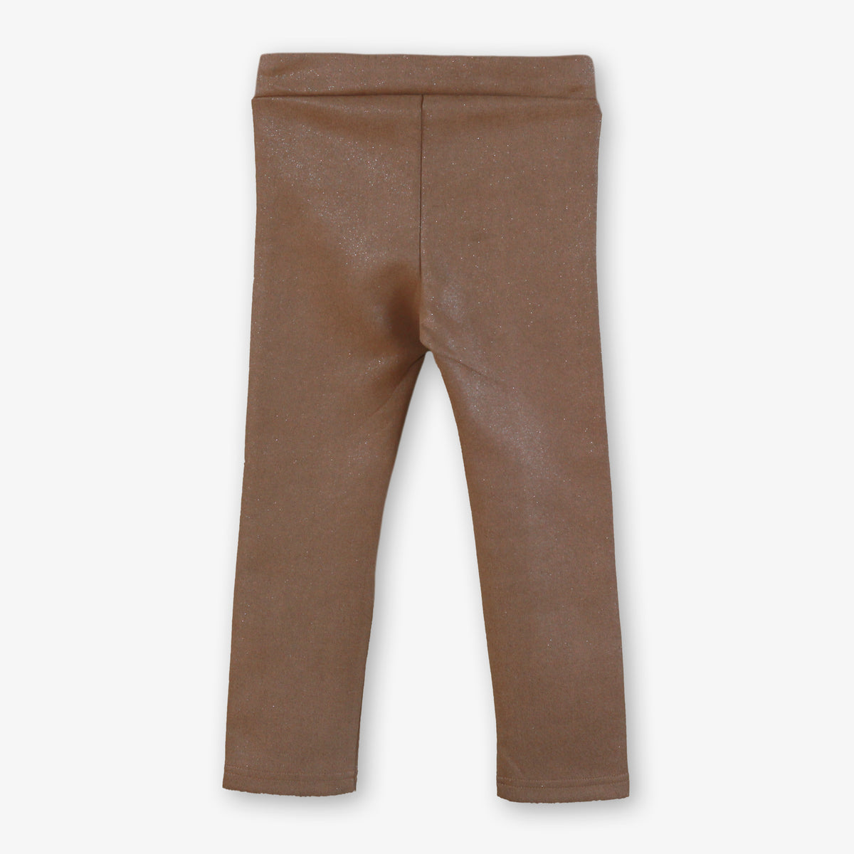 Camel Shimmer Knit Pintuck Leggings with Gold Zipper Pockets for Girls