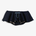 Navy Shimmer Knit Ruffle Skirt Shorts with Metallic Bow for Girls
